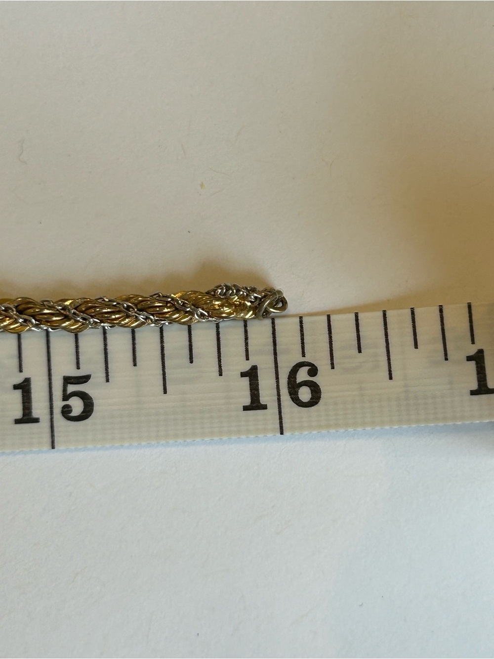 Vintage Monet Twisted Rope two-tone metal chain.  16” L x 4mm.  claw clasp. - Picture 2 of 5